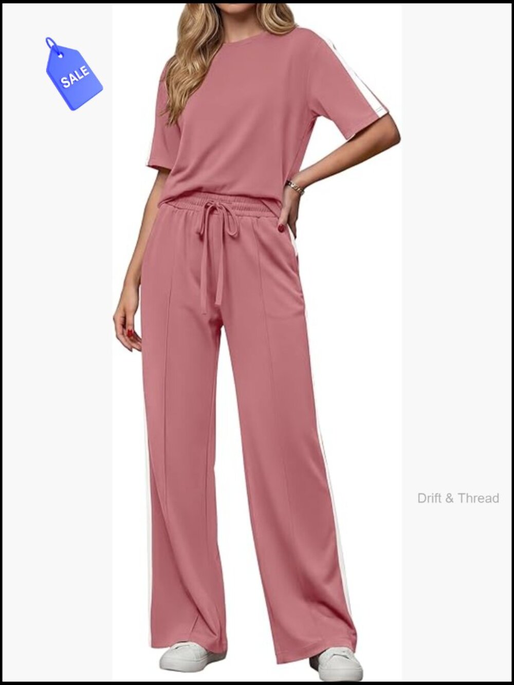 Lightweight Summer Lounge Set with Wide Leg Pants and Short Sleeve Top